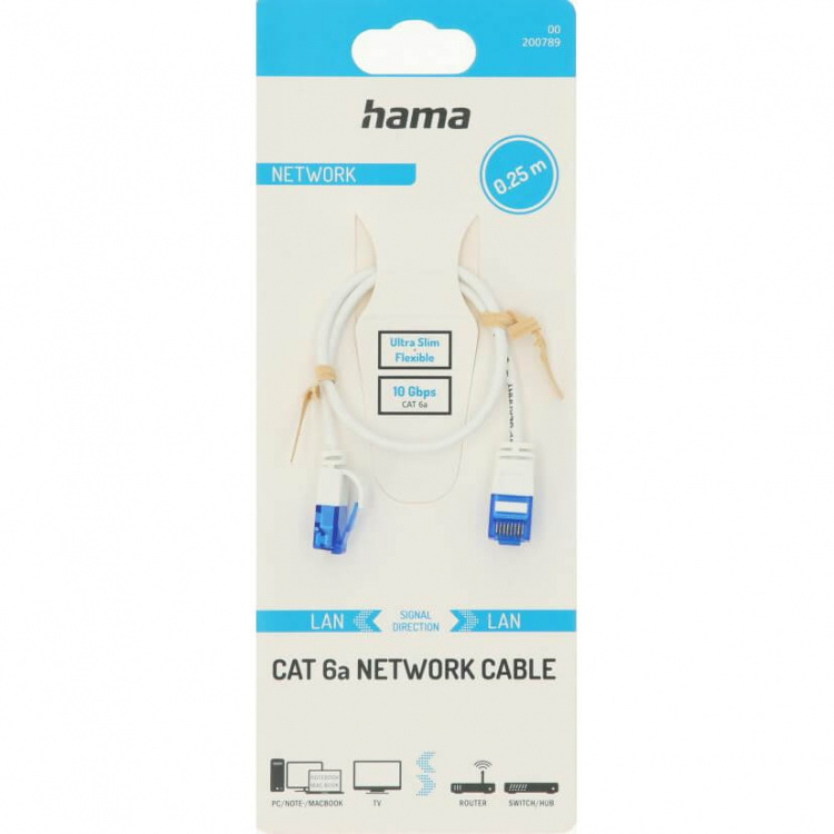 Hama Cable Network CAT6a Slim U/UTP 0.25m White