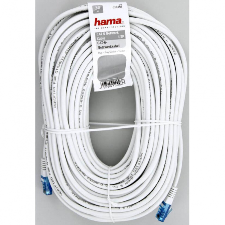 Hama Netværkskabel CAT6 UTP Hvid Bulk 30,0m ST