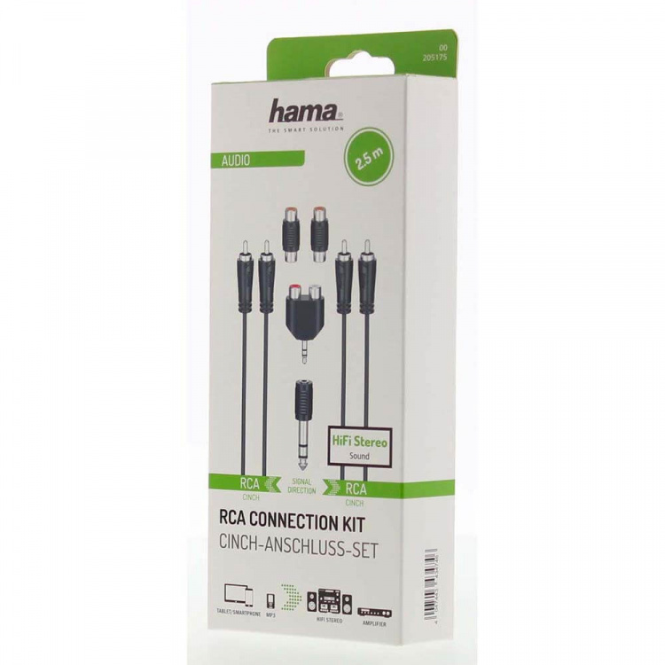 Hama RCA Tilslutningssæt 2.5m Hama RCA Tilslutningssæt 2.5m