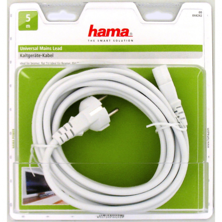 Hama Strømkabel 3-Pol 5,0m Hvid