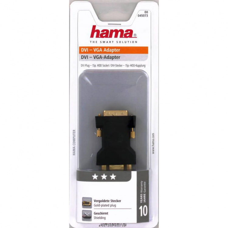 Hama Adapter DVI Han-VGA Hun Guldbelagt TL