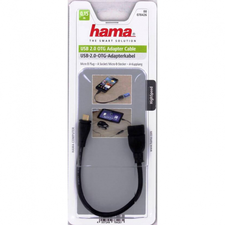 Hama Adapter MicroB til USB OTG 0,15m Sort TL