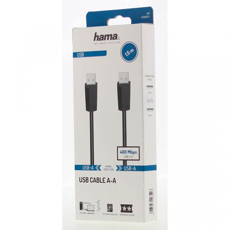 Hama Kabel USB A-A Sort 1.5m
