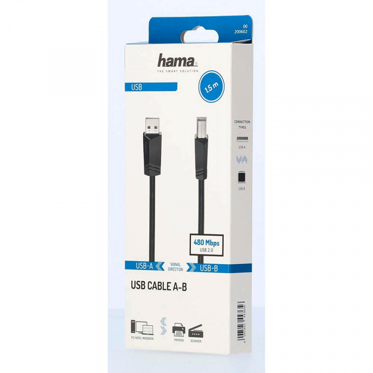 Hama Kabel USB 2.0 480 Mbit/s 1,5m Sort