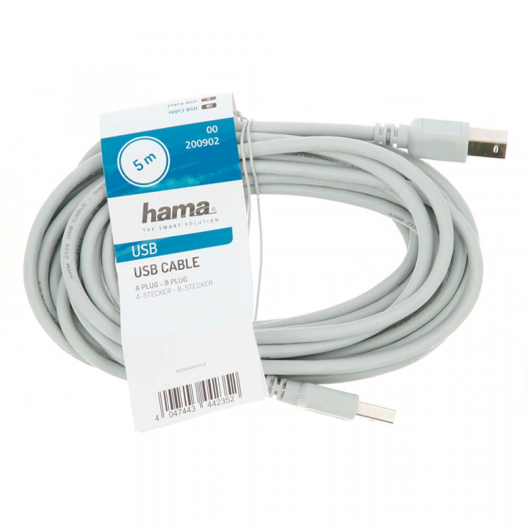 Hama USB-kabel 2.0 Grå 5.0m 10-pak