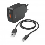 Hama Oplader 220V med USB-C Cable Qualcomm 19.5W Sort