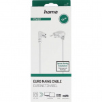 Hama Strømkabel vinklet Euro Plug Hvid 1.5m