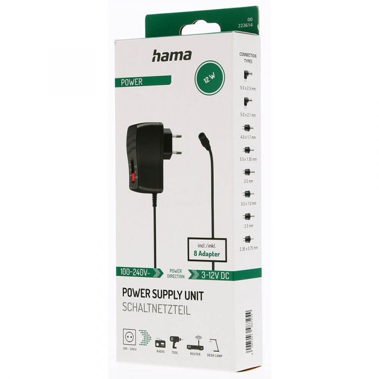 Hama Universal Omskiftelig Strømforsyningsenhed 1000mA 8 Adaptere Hama Universal Omskiftelig Strømforsyningsenhed 1000mA 8 Adaptere