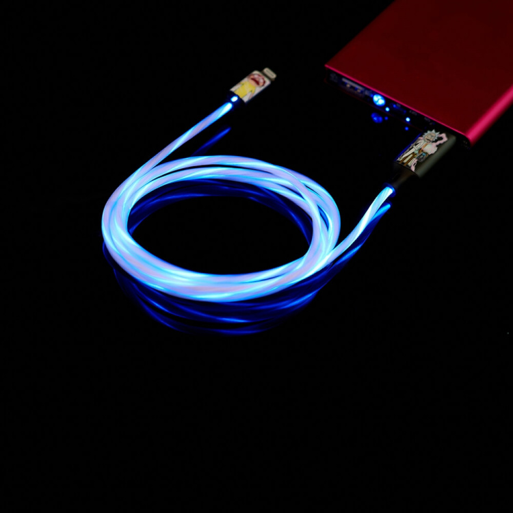 RICK&MORTY USB A til Lightning Light-Up 1,2m MFI Shock RICK&MORTY USB A til Lightning Light-Up 1,2m MFI Shock