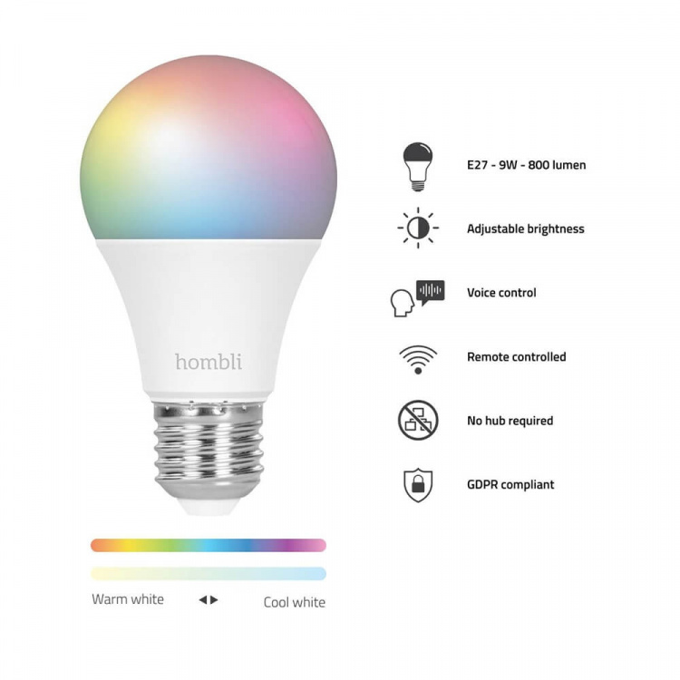Hombli Smart Lampa E27 9W RGB Promo 2-Pack CCT