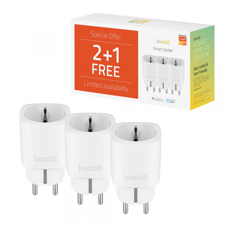 Hombli EU Smart Plug Promo Pack 2+1 Hvid Hombli EU Smart Plug Promo Pack 2+1 Hvid