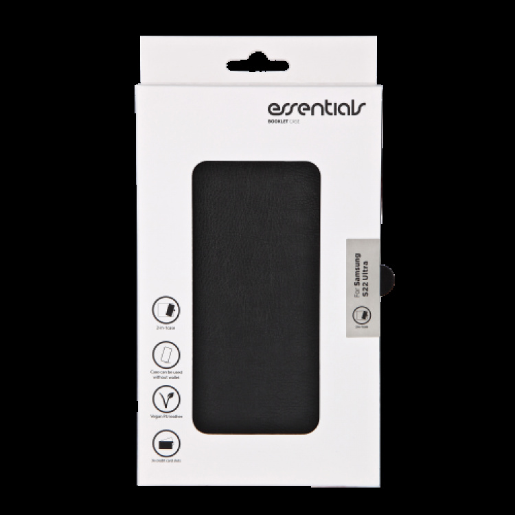 væsentlige Samsung Galaxy S22 Ultra PU væg, detac, 3 kort, Blk væsentlige Samsung Galaxy S22 Ultra PU væg, detac, 3 kort, Blk