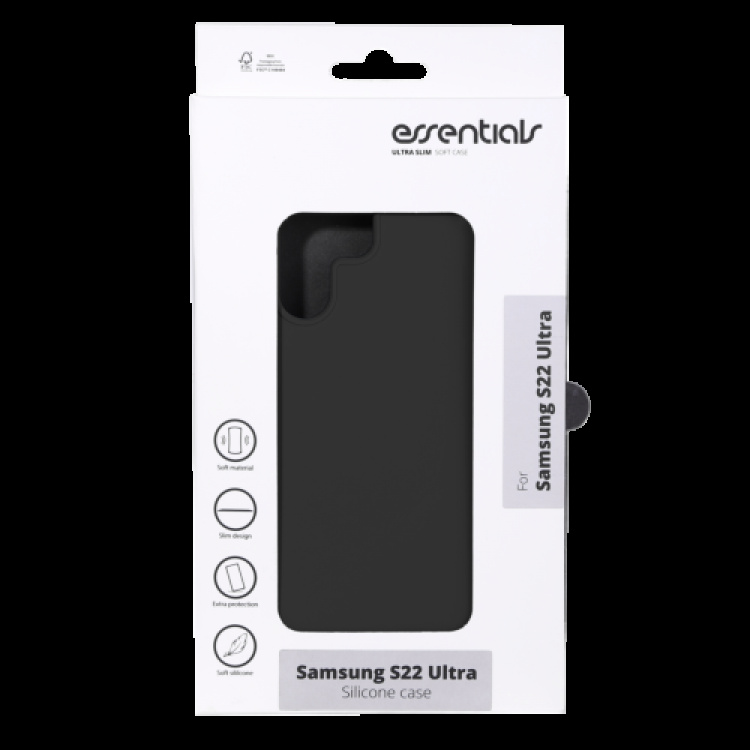 essentials Samsung Galaxy S22 Ultra silicone back cover,Black
