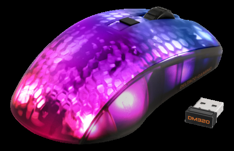 deltaco_gaming DM320 Wireless Semi-transparent RGB Lightweight mouse, black deltaco_gaming DM320 Wireless Semi-transparent RGB Lightweight mouse, black