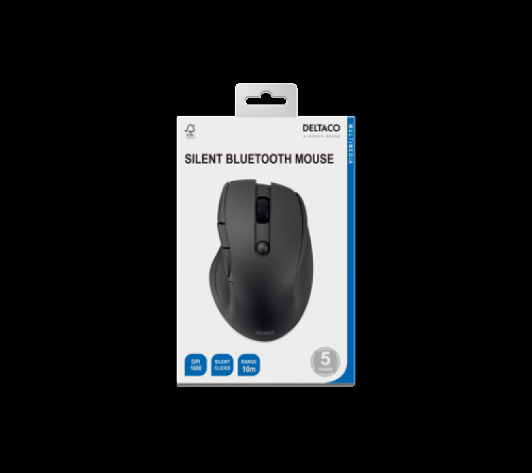 Deltaco Silent Bluetooth Office mouse 5 buttons, 600-1200 DPI, black