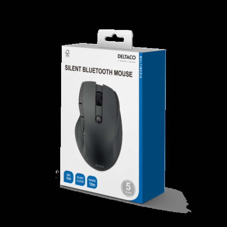 Deltaco Silent Bluetooth Office mouse 5 buttons, 600-1200 DPI, black