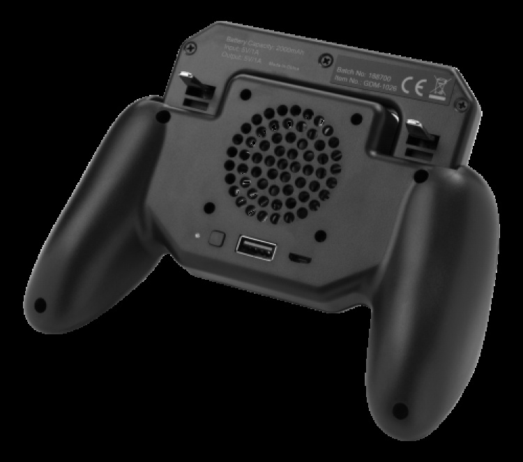 GADGETMONSTER Håndholdt mobil spilcontroller med 2000 mAh powerbank - sort