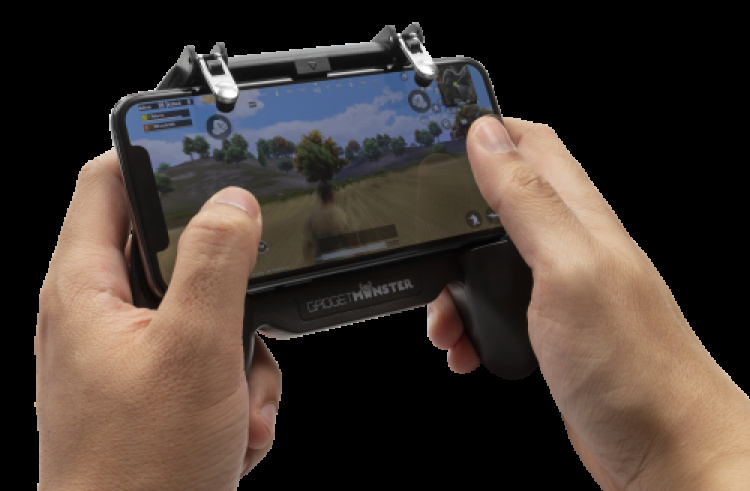 GADGETMONSTER Håndholdt mobil spilcontroller med 2000 mAh powerbank - sort