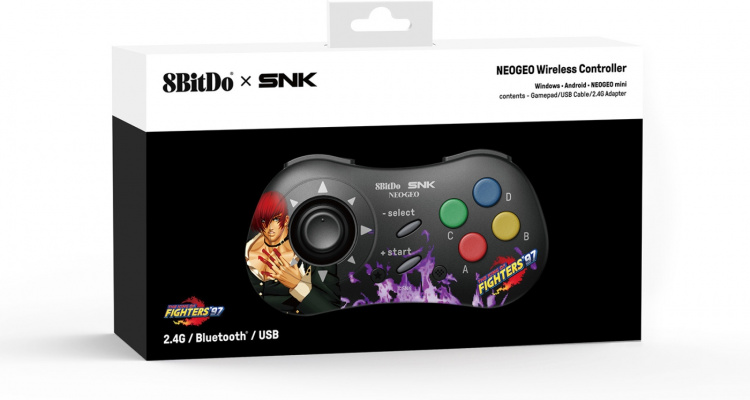 8BitDo NEOGEO Wireless Pad, Iori Yagami Edition, Windows / Android / NEOGEO mini