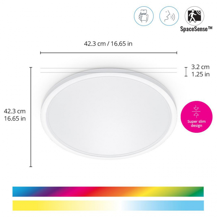 WiZ WiFi Smart SuperSlim plafond Färg + Varm-kallvit 2600lm WiZ WiFi Smart SuperSlim plafond Färg + Varm-kallvit 2600lm