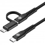 Celly 2-i-1-kabel USB-C - USB-C/Lightning 100W 2m Svart Celly 2-i-1-kabel USB-C - USB-C/Lightning 100W 2m Svart