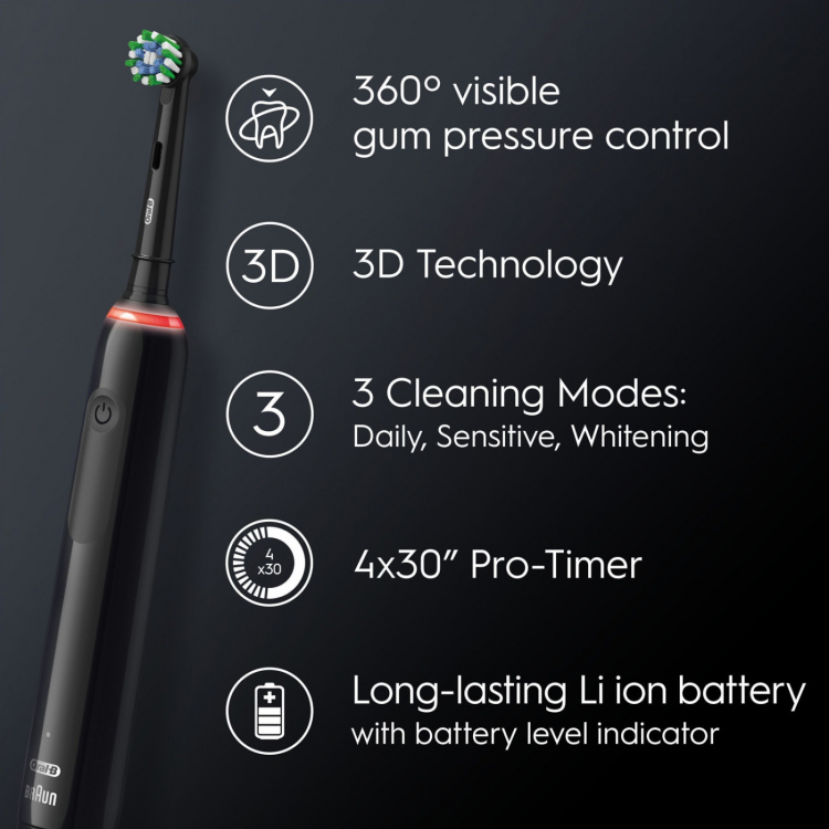 Oral B Eltandborste Pro3 Black + Extra Refill Oral B Eltandborste Pro3 Black + Extra Refill