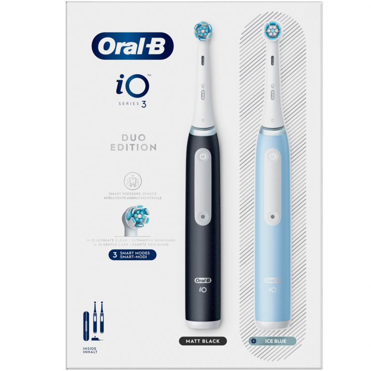 Oral B Eltandborste iO3 Duo Matt Black / Ice Blue Oral B Eltandborste iO3 Duo Matt Black / Ice Blue