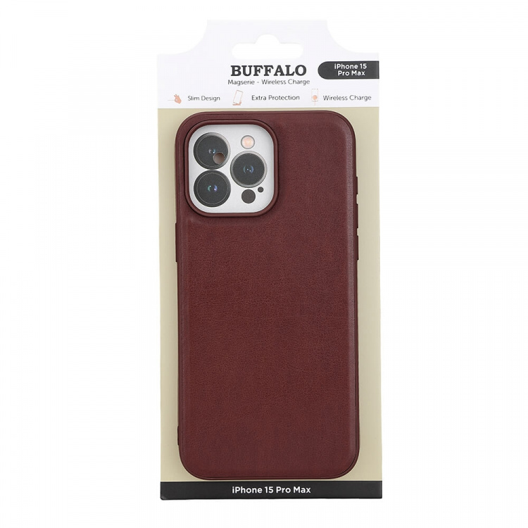 Buffalo Mobilcover PU MagSeries Brun - iPhone 15 Pro Max