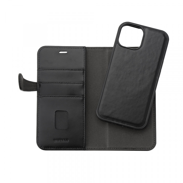 Buffalo Wallet 2-i-1 3 Kort MagSeries Sort- iPhone 15