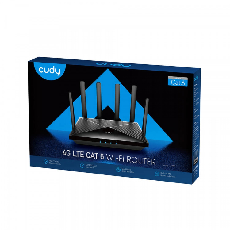 CUDY 4G Router LT700 Cat6 AC1200 Gigabit Dual-SIM