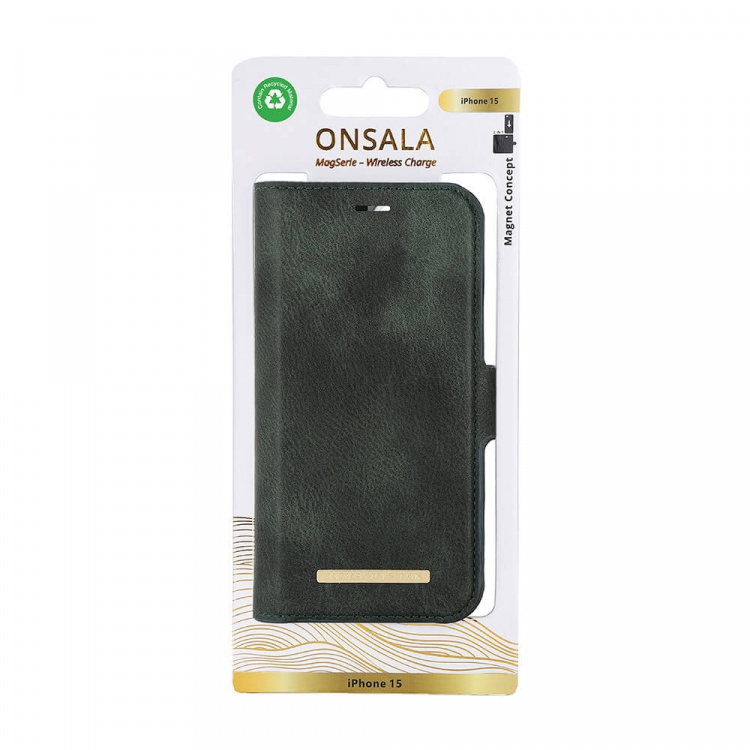 Onsala Wallet Case Eco 2 kortrum MagSeries Mørkegrøn - iPhone 15 Onsala Wallet Case Eco 2 kortrum MagSeries Mørkegrøn - iPhone 15