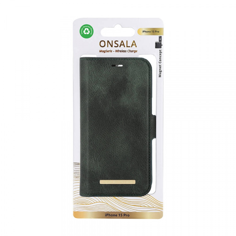 Onsala Wallet Case Eco 2 Card Slots MagSeries Mørkegrøn - iPhone 15 Pro