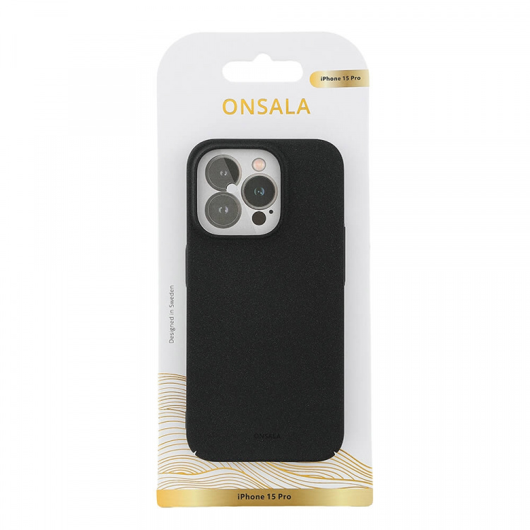 Onsala Mobilcover Ultra Slim Sand Burst Sort - iPhone 15 Pro