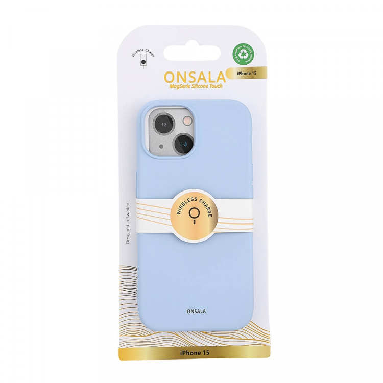 Onsala Mobilcover Silk Touch Recycled MagSerie iPhone15 Light Blue Onsala Mobilcover Silk Touch Recycled MagSerie iPhone15 Light Blue