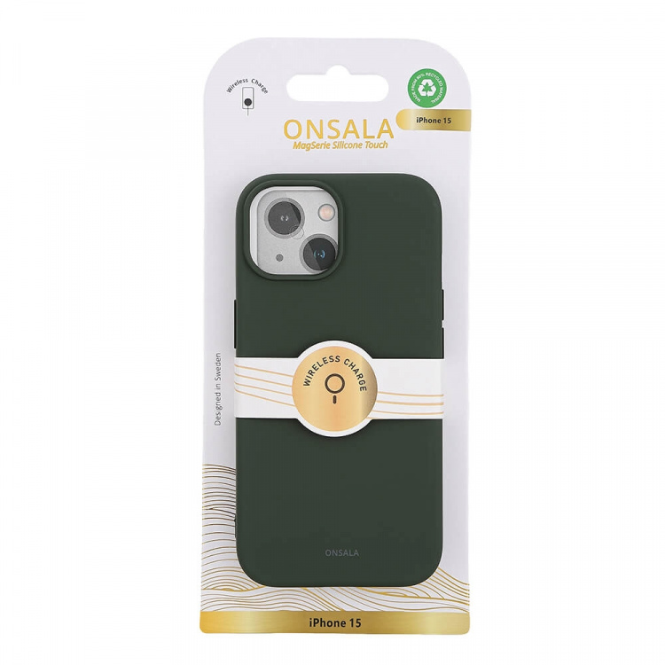 Onsala Mobilcover Silk Touch Recycled MagSerie iPhone 15 Olive Green Onsala Mobilcover Silk Touch Recycled MagSerie iPhone 15 Olive Green