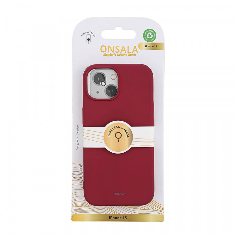 Onsala Mobilcover Silk Touch Recycled MagSerie iPhone 15 Deep Red