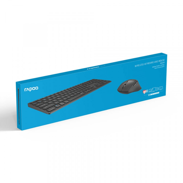 Rapoo Keyboard/Mice Set 9800M Wireless Multi-Mode Dark Grey Rapoo Keyboard/Mice Set 9800M Wireless Multi-Mode Dark Grey