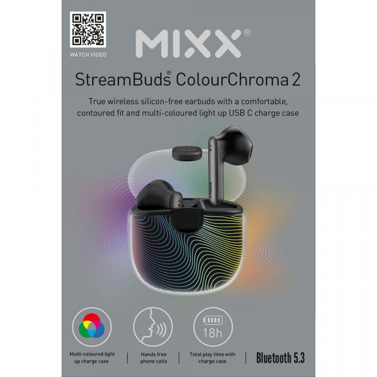 MIXX Høretelefoner Colour Chroma 2 In-Ear Ægte Trådløs Sort