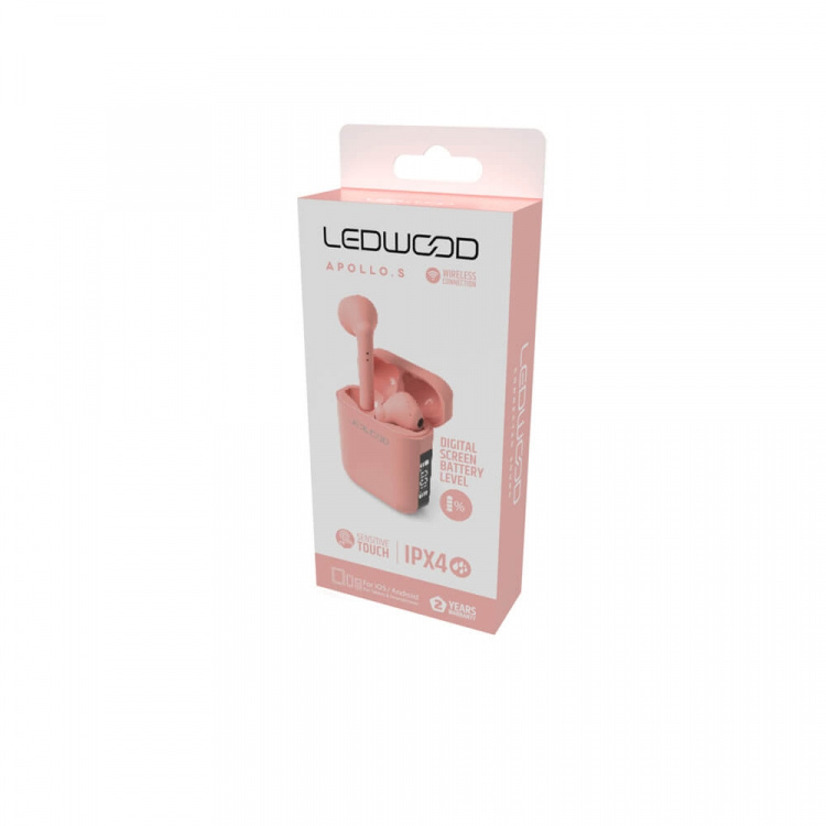 LEDWOOD Hovedtelefon Apollo TWS True Wireless In-Ear Pink Mic