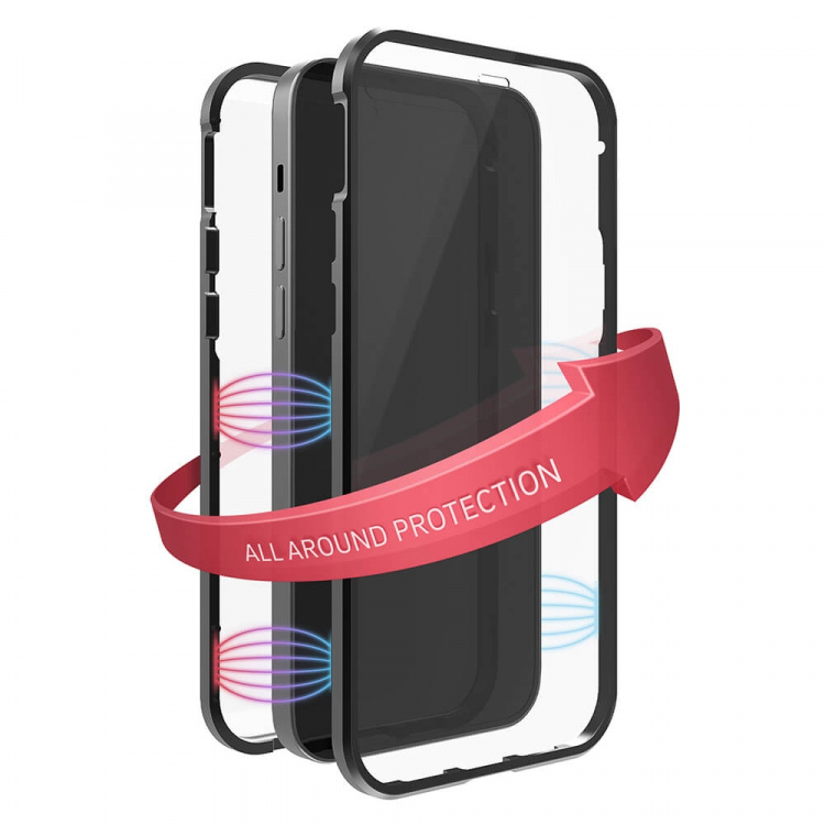 BLACK ROCK Cover 360° Glas Transp/Sort - iPhone 14 Pro