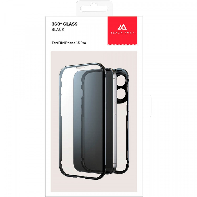 BLACK ROCK Cover 360° Glas Transp/Sort - iPhone 15 Pro