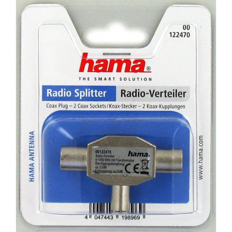 Hama Antennesplitter Radio 1 Coax Han-2 Coax Hun