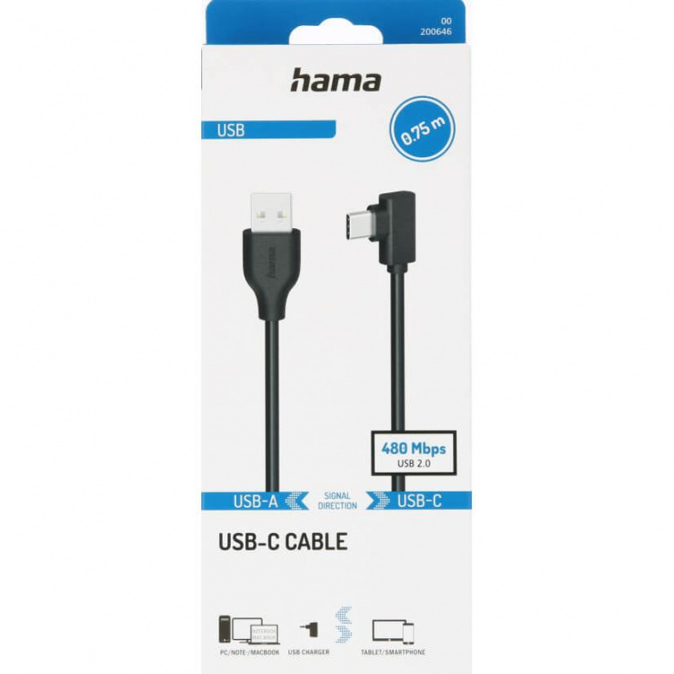 Hama Kabel USB-C til USB-A USB 2.0 480 Mbit/s Sort