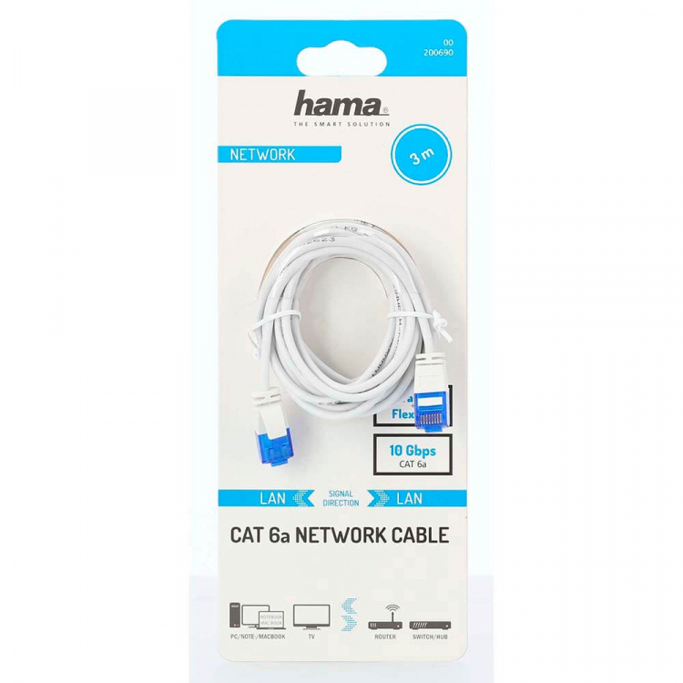 Hama Netværkskabel CAT6a Slim U/UTP 3.0m Hvid