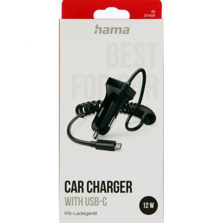 Hama Biladapter USB-C 12W Sort