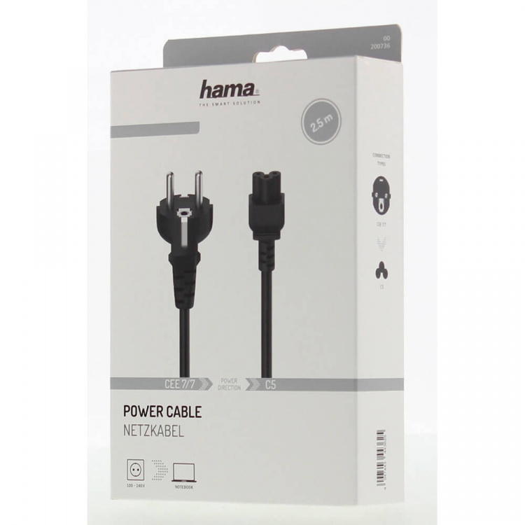 Hama Netkabel 3-polet Sort 2,5m
