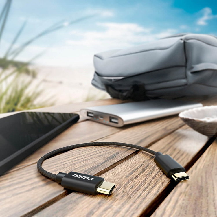 Hama Ladekabel USB-C til USB-C 0,2m Sort