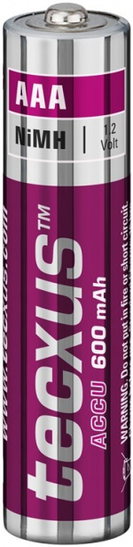 tecxus AAA (Micro)/HR03 genopladeligt batteri - 600 mAh, 4 stk. blister Nikkel-metalhydrid batteri (NiMH), 1,2 V