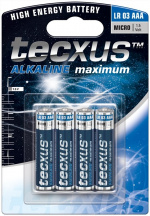 tecxus LR03/AAA (Micro) batteri, 4 stk. blister alkaline mangan batteri, 1,5 V