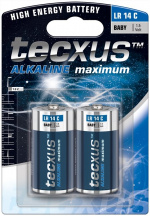 tecxus LR14/C (Baby) batteri, 2 stk. blister alkaline mangan batteri, 1,5 V